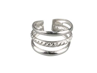 Sterling Silver Triple Row Cuff    Textured Earring Sold Individually - Standard Image - 1