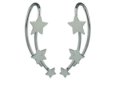 Sterling Silver Star Ear Climber   Earrings - Standard Image - 2