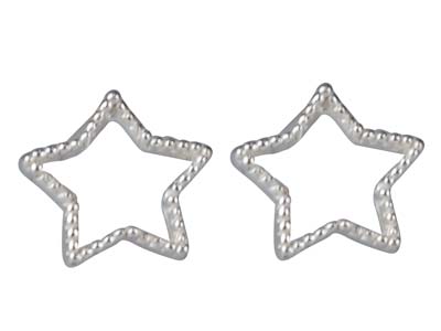 Sterling Silver Star Outline Stud  Earrings