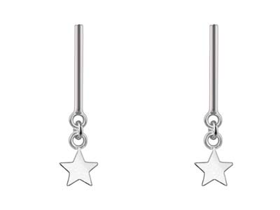 Sterling Silver Star Bar Drop Stud Earrings - Standard Image - 1