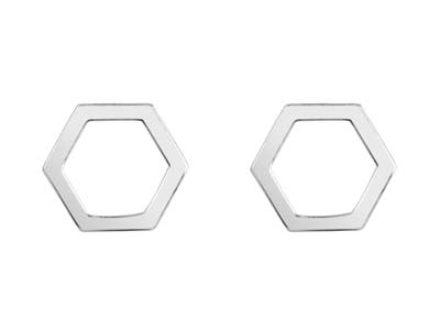 Sterling Silver Honeycomb Design   Stud Earrings - Standard Image - 1
