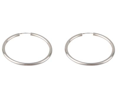 Sterling Silver Plain Hoop Earrings 33mm - Standard Image - 1