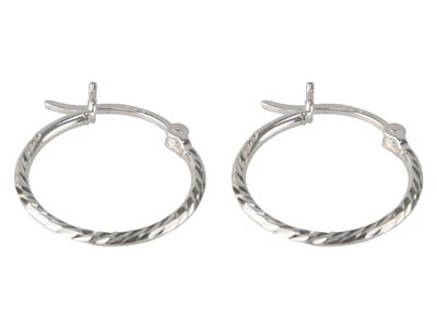 Sterling Silver Textured Hoop      Earrings 15mm - Standard Image - 1