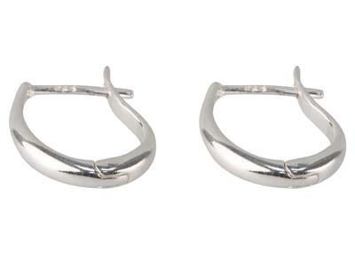Sterling Silver Plain Hinged Hoop  Earrings - Standard Image - 2
