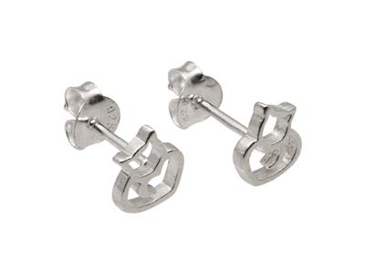 Sterling Silver Silhouette Cat     Design Stud Earrings - Standard Image - 2