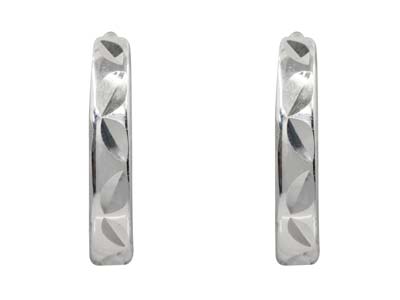Sterling Silver Hammered Design    Hoop Earrings