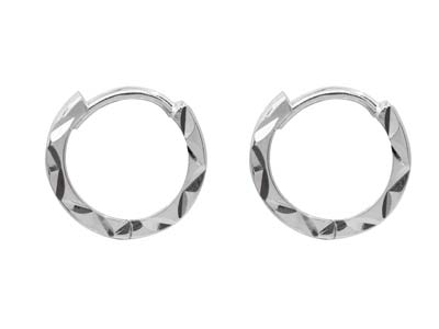 Sterling Silver Hammered Design    Hoop Earrings - Standard Image - 2
