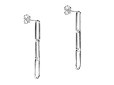 Sterling Silver Large Link Chain   Design Drop Earrings - Standard Image - 1