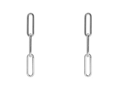 Sterling Silver Large Link Chain   Design Drop Earrings - Standard Image - 2