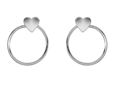 Sterling Silver Heart Design Spiral Earring - Standard Image - 1