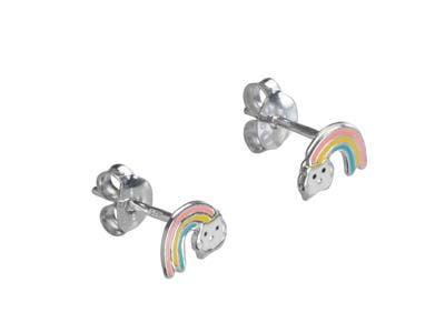 Sterling Silver Rainbow Design Stud Earrings - Standard Image - 2