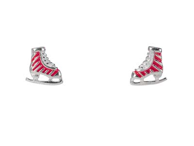 Sterling Silver Ice Skating Boot   Design Stud Earrings