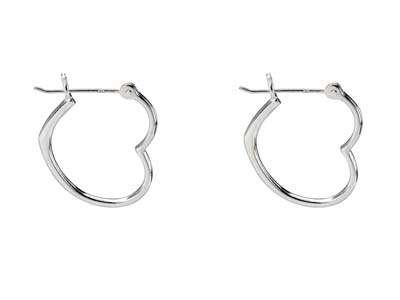Sterling Silver Heart Hoop Design  Stud Earrings - Standard Image - 1