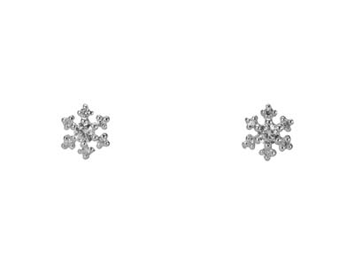 Sterling Silver Snowflake With      Cubic Zirconia Design Stud Earrings