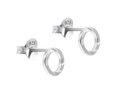 Sterling Silver Hammered Design    Stud Earrings - Standard Image - 2