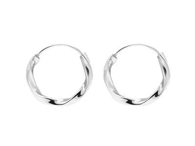 Sterling Silver Twist Design Hoop  Earrings