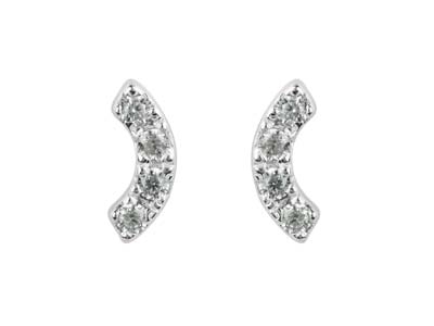 Sterling Silver Arc Design Earrings With White Cubic Zirconia