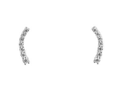 Sterling Silver Cubic Zirconia Bar Design Stud Earrings