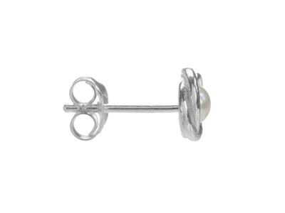 Sterling Silver                    Fresh Water Cultured Pearls Knot   Stud Earrings - Standard Image - 3