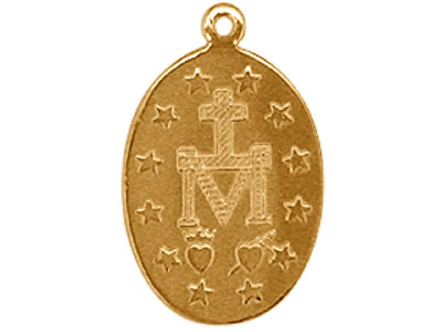9ct Yellow Gold Pendant Ks2029     0.80mm Double Sided Miraculous     Medal Madonna, 100% Recycled Gold - Standard Image - 2