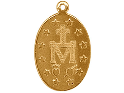 9ct Yellow Gold Pendant Ks2029     0.80mm Double Sided Miraculous     Medal Madonna, 100% Recycled Gold - Standard Image - 2