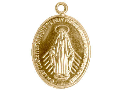 9ct Yellow Gold Pendant Ks2358     0.80mm Double Sided, Pierced       Miraculous Medal, 100% Recycled    Gold - Standard Image - 1