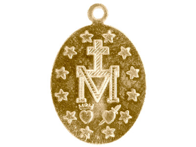9ct Yellow Gold Pendant Ks2358     0.80mm Double Sided, Pierced       Miraculous Medal, 100% Recycled    Gold - Standard Image - 2