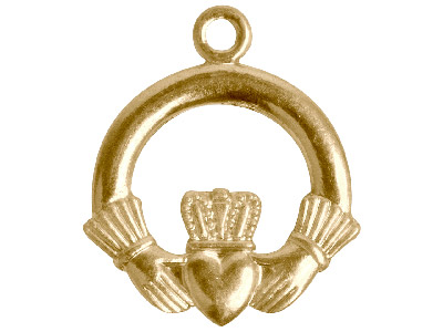 14ct Yellow Gold Pendant Cp1 0.75mm Marked made In Ireland, Embossed  Claddagh Large