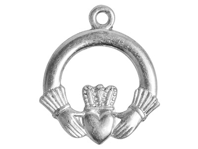 Sterling Silver Pendant Cp3 0.80mm Embossed Claddagh Medium, 100%     Recycled Silver - Standard Image - 1