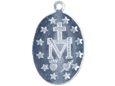 Sterling Silver Pendant Ks2029      0.90mm Double Sided Miraculous      Medal Madonna, 100% Recycled Silver - Standard Image - 2