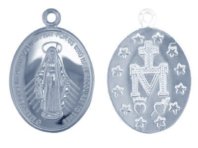 Sterling Silver Pendant Ks2358     0.90mm Double Sided, Pierced       Miraculous Medal, 100% Recycled    Silver - Standard Image - 1