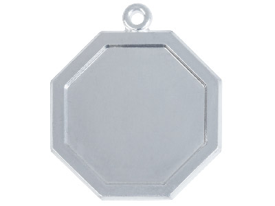 Fine Silver Pendant Cpm85 1.50mm    Fully Annealed Framed Octagon Blank 18.5mm, 100 Recycled Silver