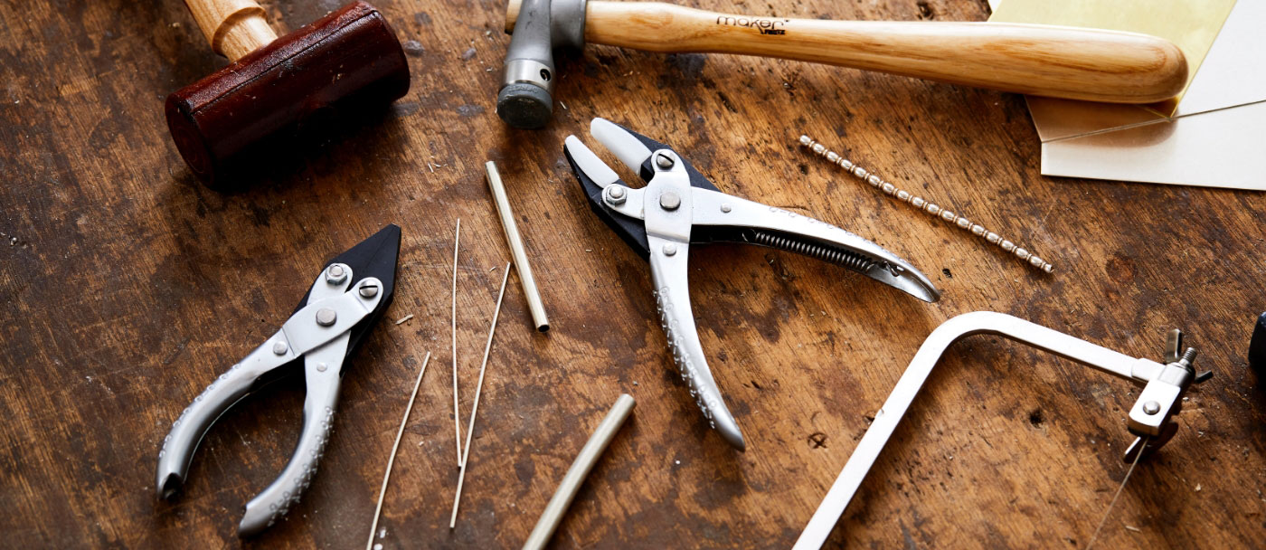 Tools scattered on workbench